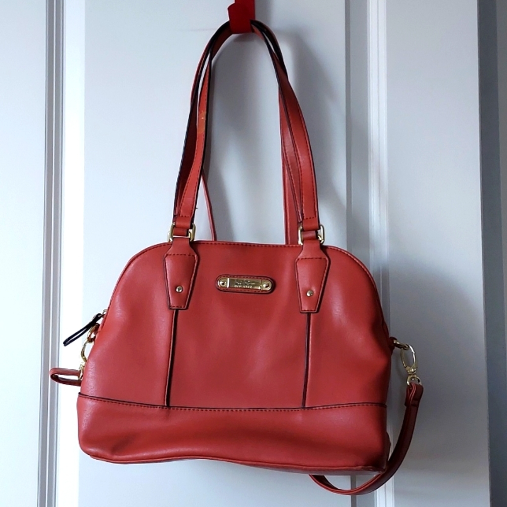 Nicole Miller over the shoulder crossbody or  hand held purse brown